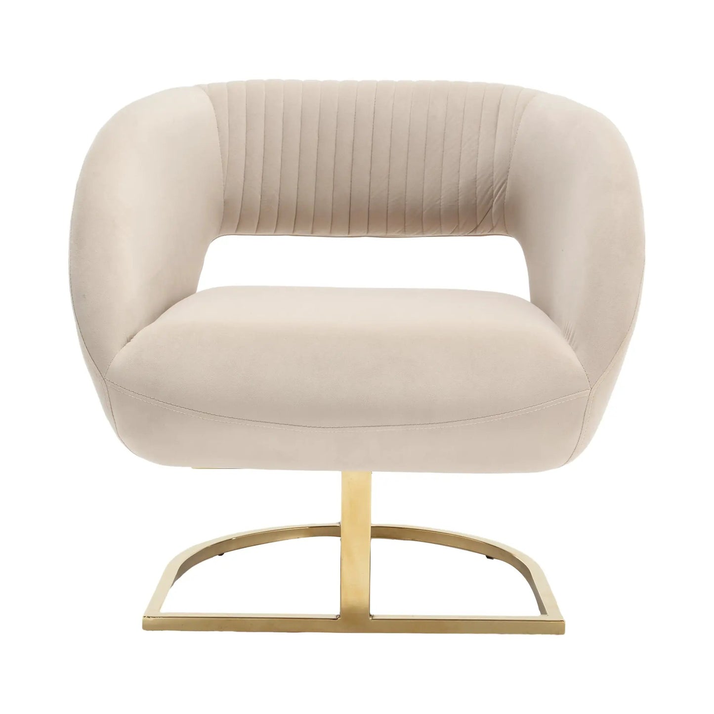 COOLMORE Fauteuil de salon rembourré capitonné en tissu de lin texturé avec pied en métal