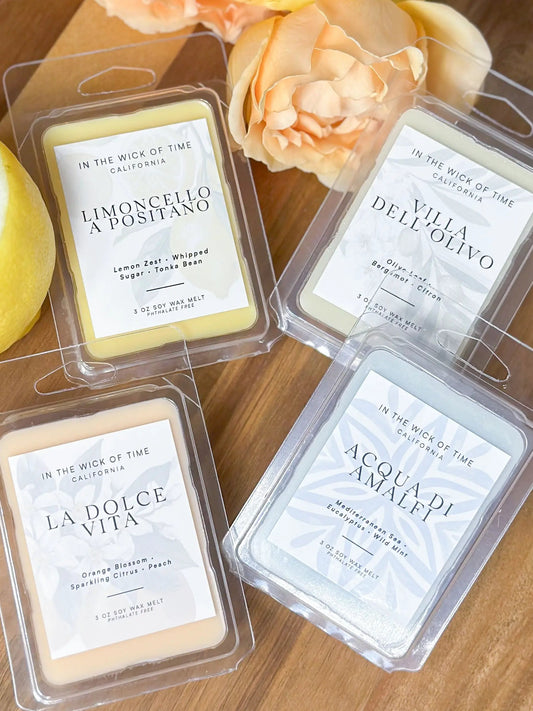 La Dolce Vita wax melt orange citrus peach scent 3 oz soy wax by In the Wick of Time on Tampa Home & Garden Store