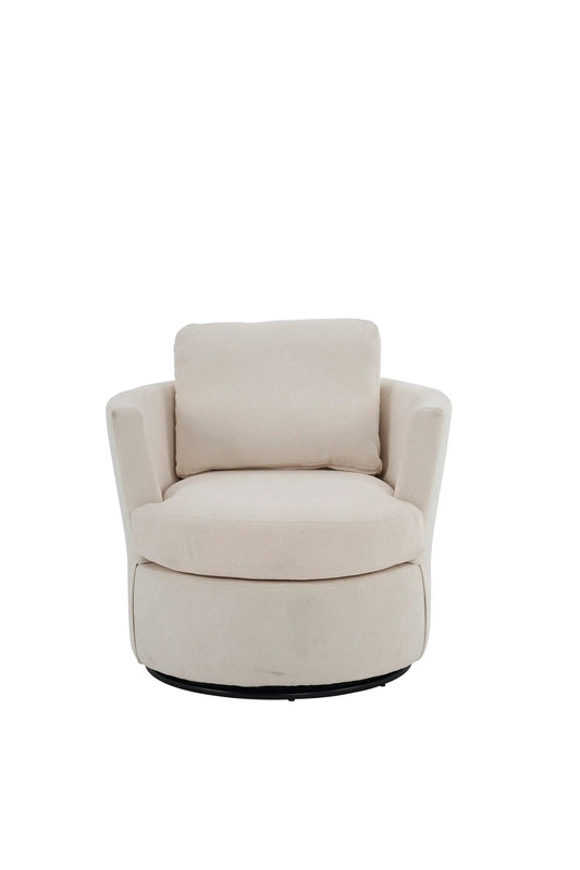 Beige fabric rotating bucket armchair for living room with cushioned back and swivel base on Tampa Home & Garden Store