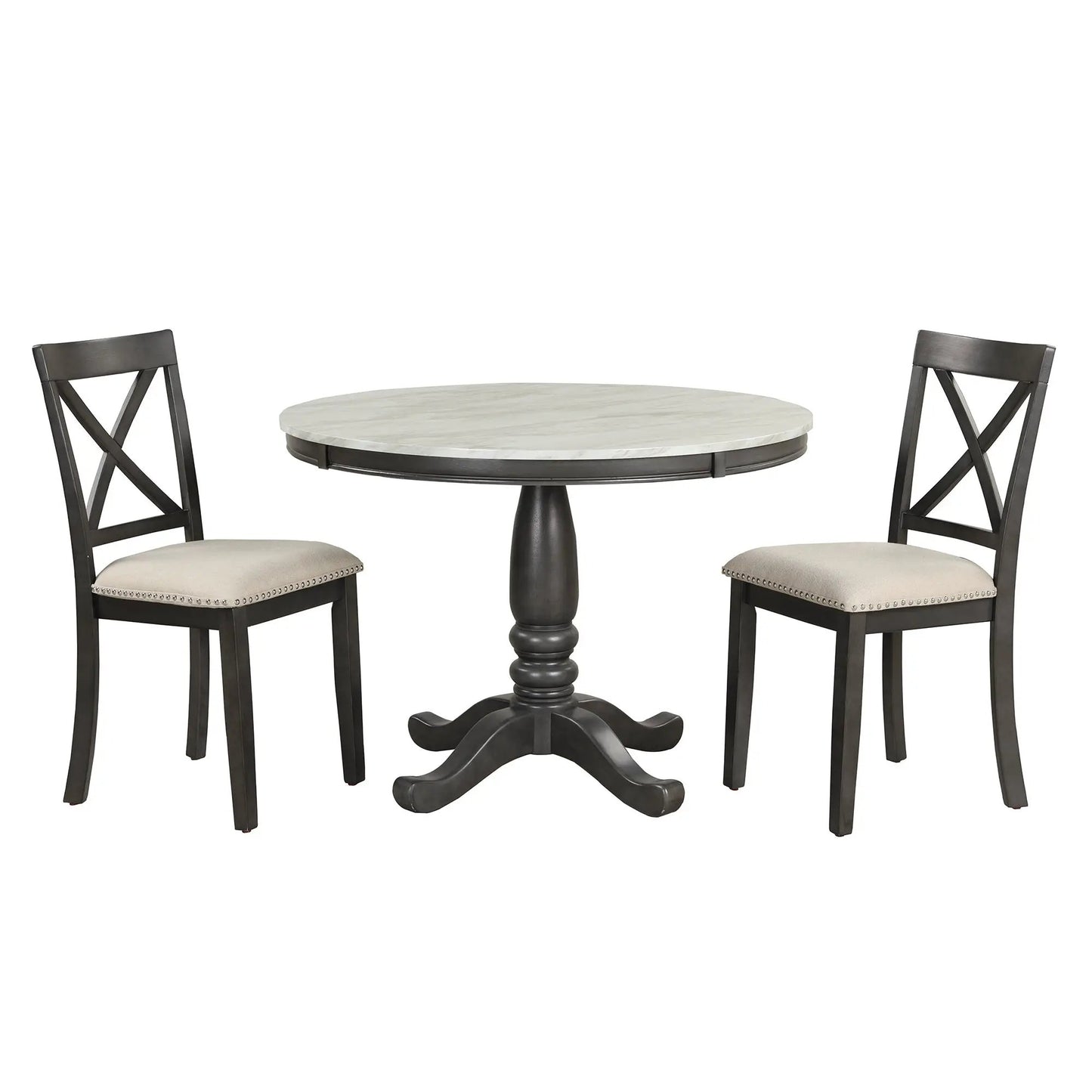 Juego de 5 piezas de mesa y sillas de comedor Orisfur para 4 personas, mesa de madera maciza para cocina con 4 sillas