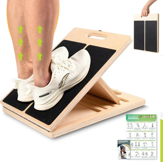 FlexSlope Calf Stretch Board with Inclines in natural wood with black non-slip pads on Tampa Home & Garden Store