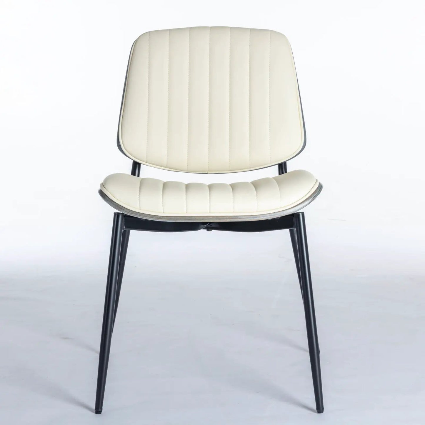 Retro Faux Leather Dining Chair cream upholstery on black metal legs on Tampa Home & Garden Store