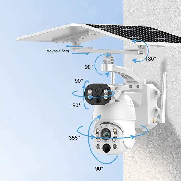 Cámara de monitoreo solar exterior de doble lente, inalámbrica, wifi, remota, con visión nocturna de alta definición