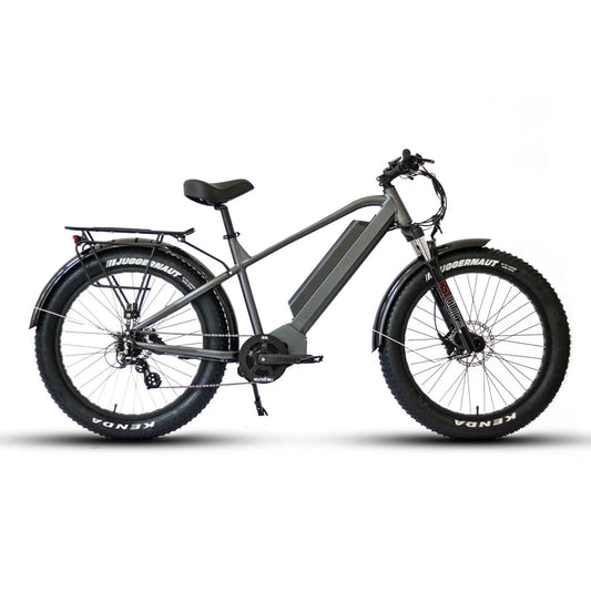 Fat HD 1.0 Pro fat-tire electric bike, gray frame with battery, EUNORAU Hunter X7 on Tampa Home & Garden Store