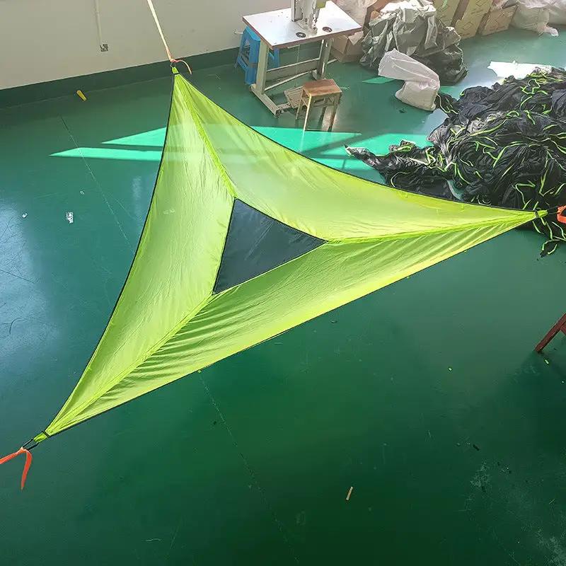 Hamaca triangular aérea multijugador, plegable, portátil, de malla, para árboles, tienda de campaña, cama de malla para el ocio