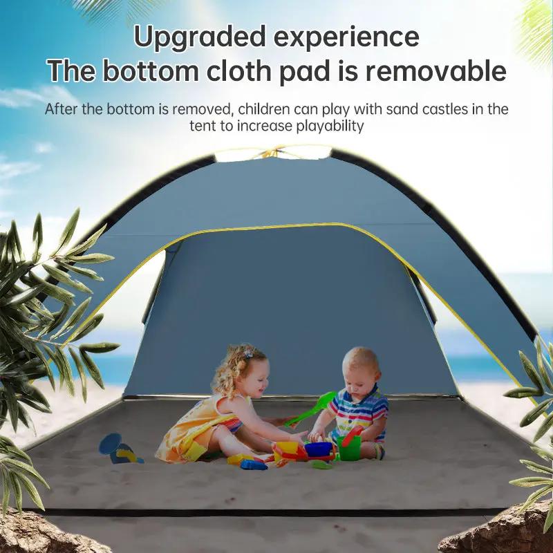 Tienda de playa de apertura rápida, refugio solar, sombra ligera para camping al aire libre, 3 ventilaciones, diseño espacioso