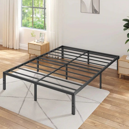 Full black metal platform bed frame, 16-inch height, 3500 lb capacity, HomePacific on Tampa Home & Garden Store