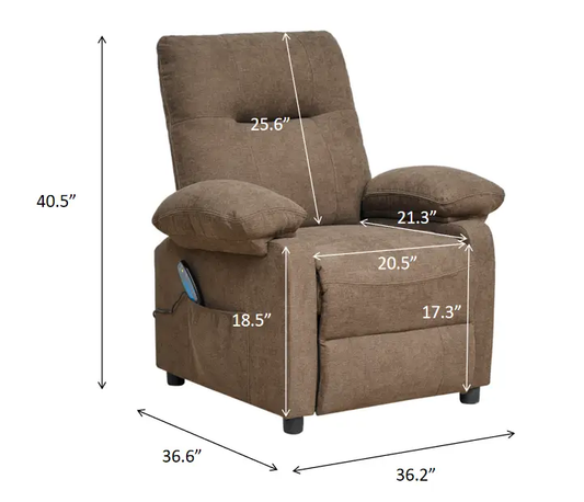 Manual Control Recliner Chair with Massage in brown upholstery by VIP Digital Presence on Tampa Home & Garden Store