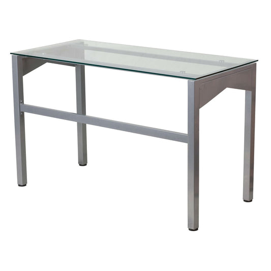 Rectangular Writing Table Office Desk with Clear Tempered Glass Surface - Tampa Home & Garden Store