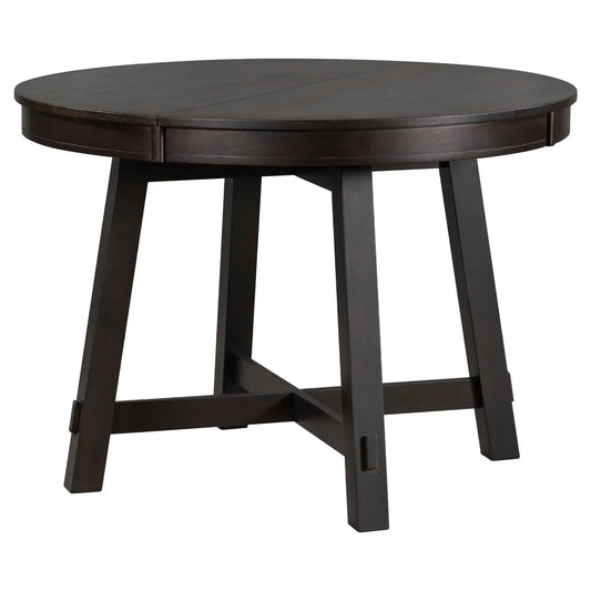Farmhouse round extendable dining table espresso with dark wood finish on Tampa Home & Garden Store