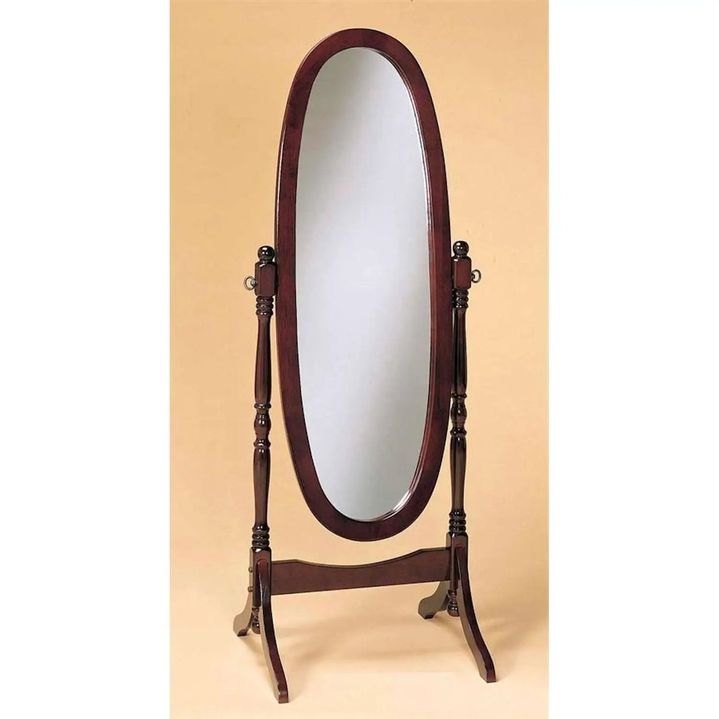 Oval Cheval Mirror Full Length Solid Wood Floor Mirror in Cherry - Tampa Home & Garden Store
