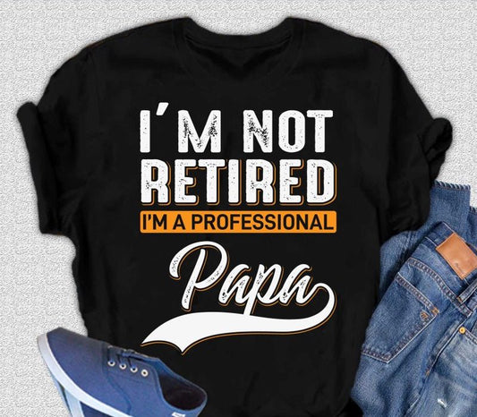 I'm not Retired Spun Bamboo men's graphic T-shirt black bamboo viscose/organic cotton with Papa design on Tampa Home & Garden Store