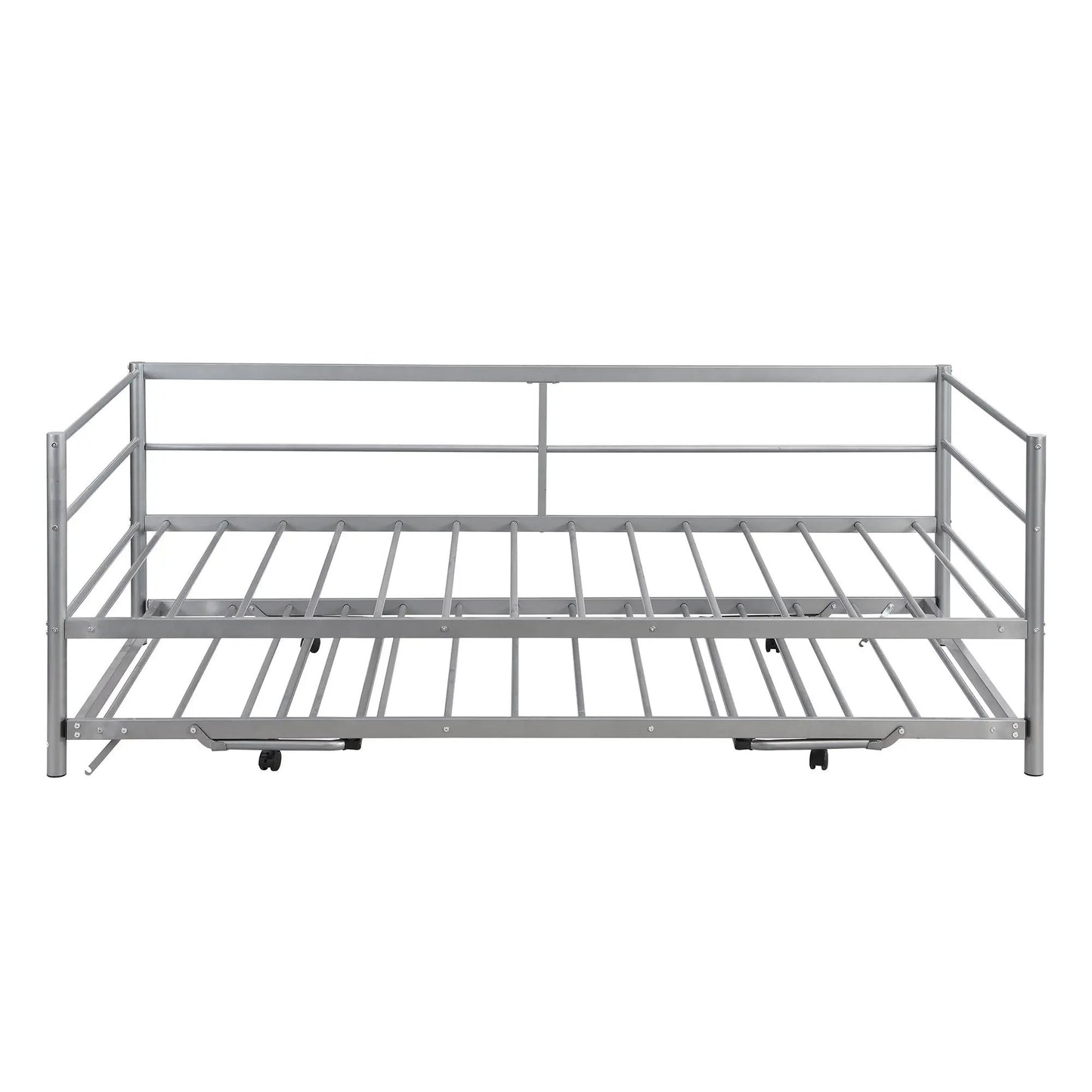 Twin Metal Daybed With Adjustable Trundle Silver