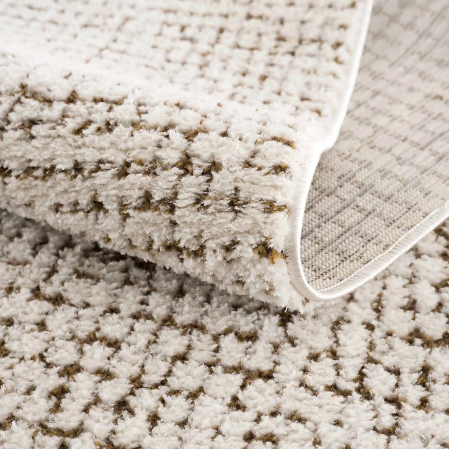 Keita Cream and Brown Machine Woven Area Rug with plush cream-brown pile on Tampa Home & Garden Store