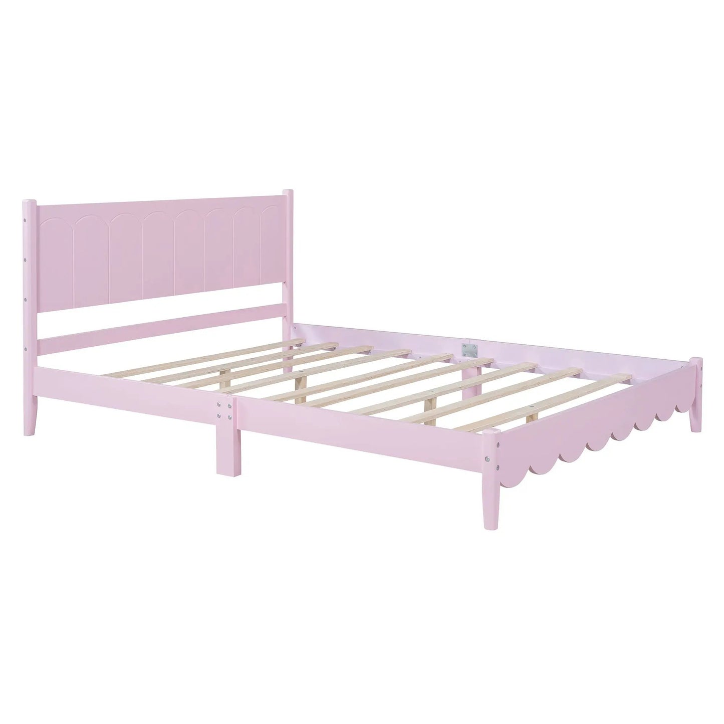 Queen Size Platform Bed Frame with Headboard Pink