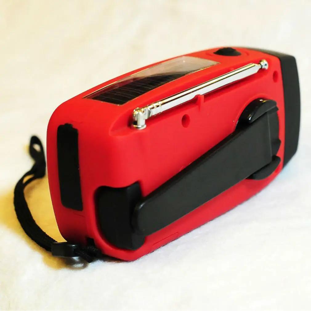 Hand crank generator solar radio flashlight red portable device with solar panel and strap on Tampa Home & Garden Store