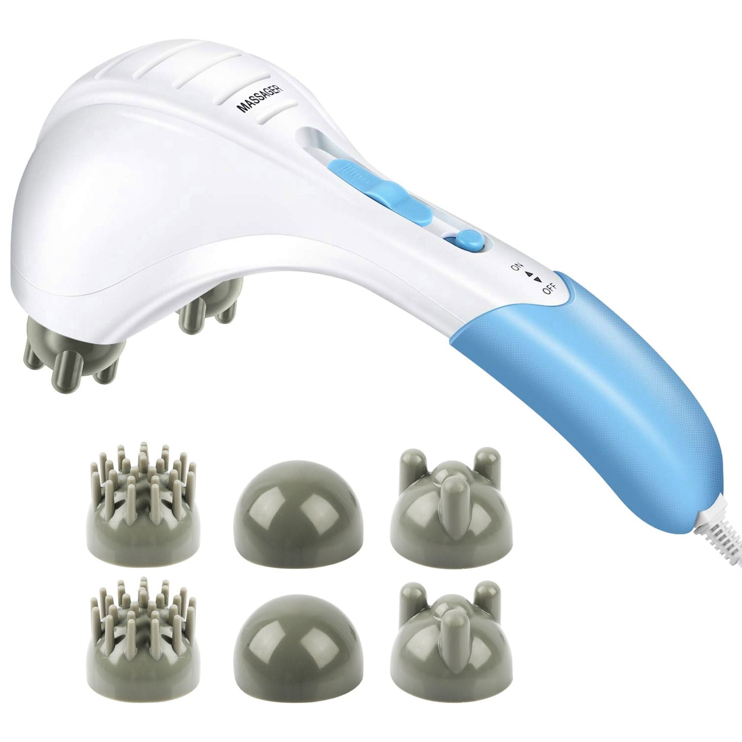 Ergonomic Handheld Percussion Massager and Heads