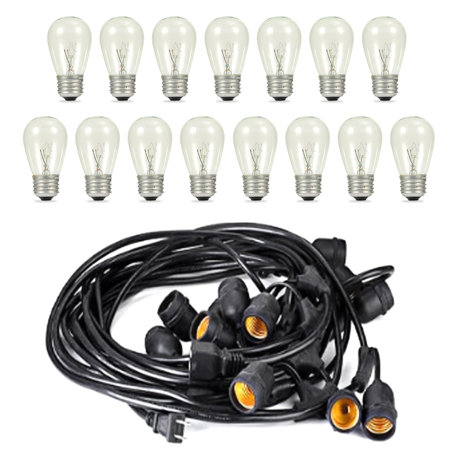 48Ft Waterproof Outdoor String Lights and Bulbs