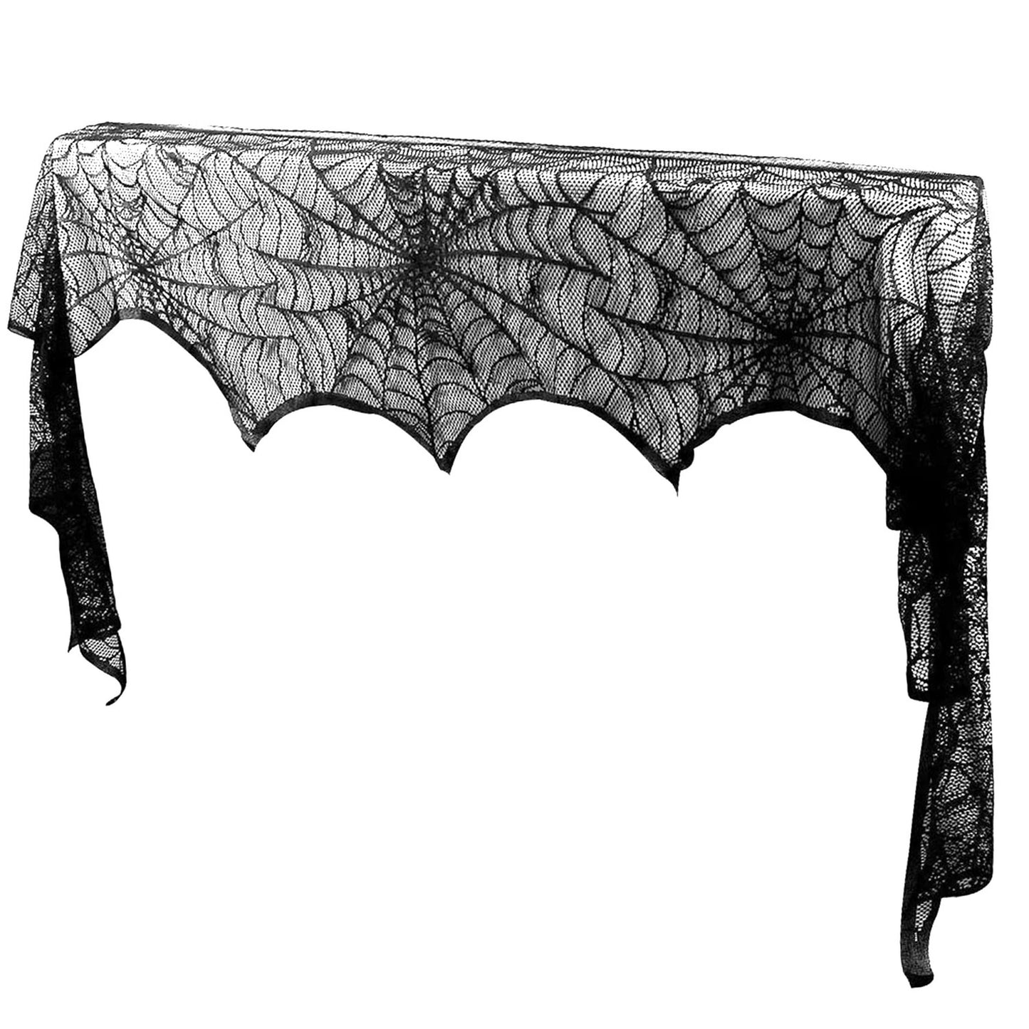 Halloween Spiderweb and Lace Fireplace Scarf