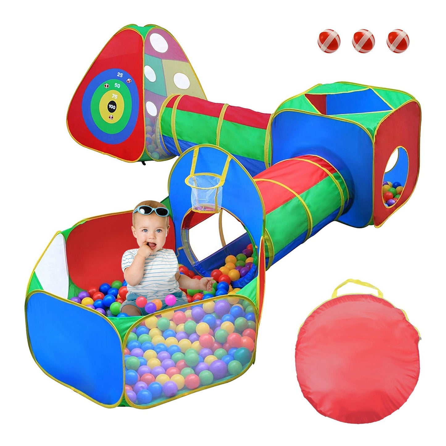 5 Piece Kids Ball Pit Tent And Crawl Tubes