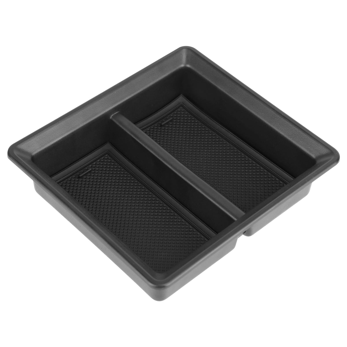 Center Console Organizer Tray for Tesla Model 3/Model Y, black plastic with textured bottom on Tampa Home & Garden Store