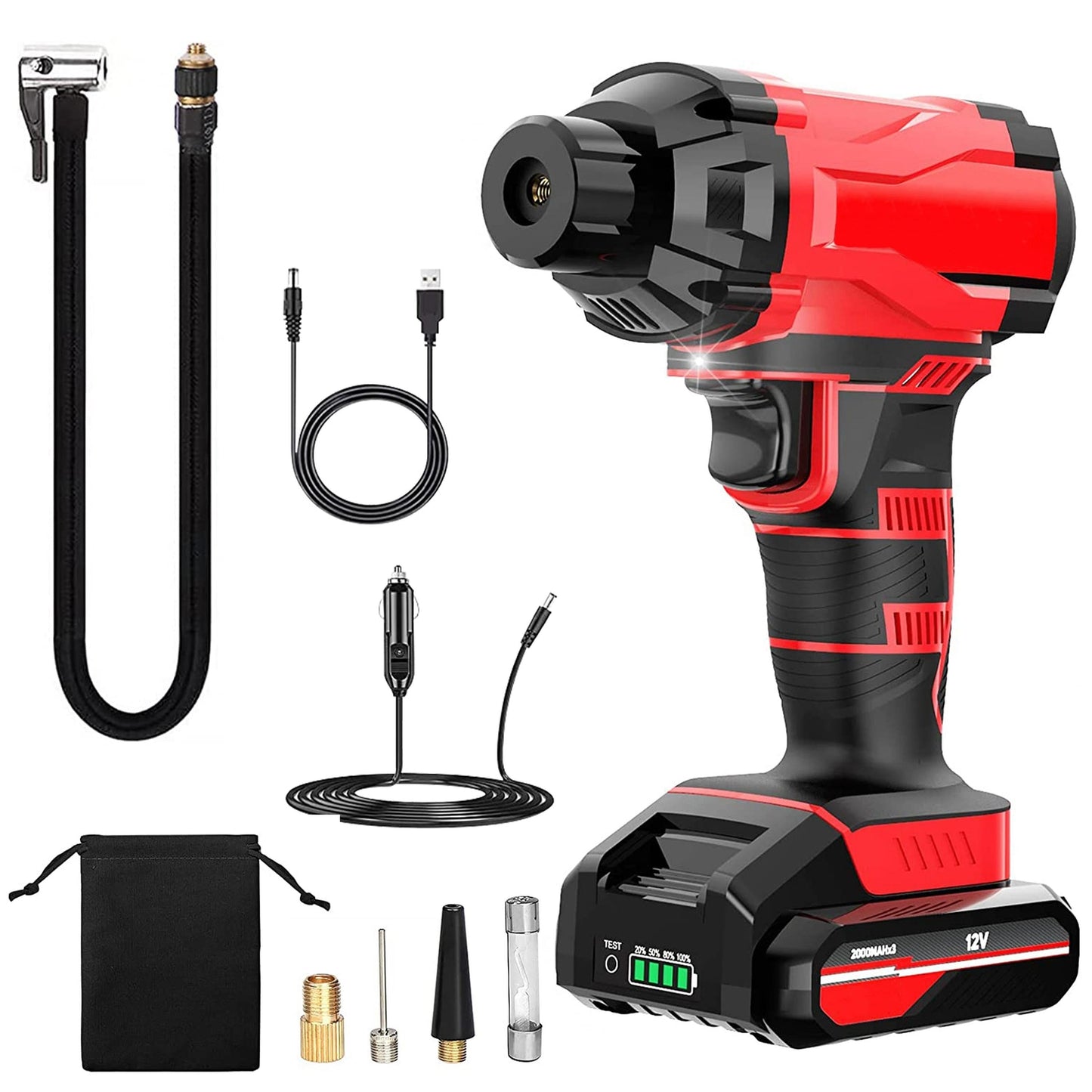 Portable 12V Cordless Tire Inflator for Car Use