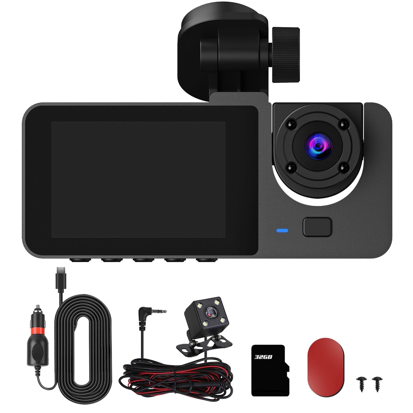 3 Channel 1080P Dash Cam with Front and Rear