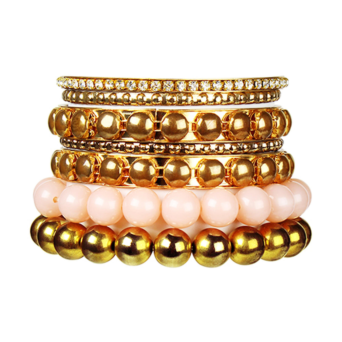 7-piece retro burnished gold inlaid rhinestone bangle set, gold-tone stackable bracelets on Tampa Home & Garden Store