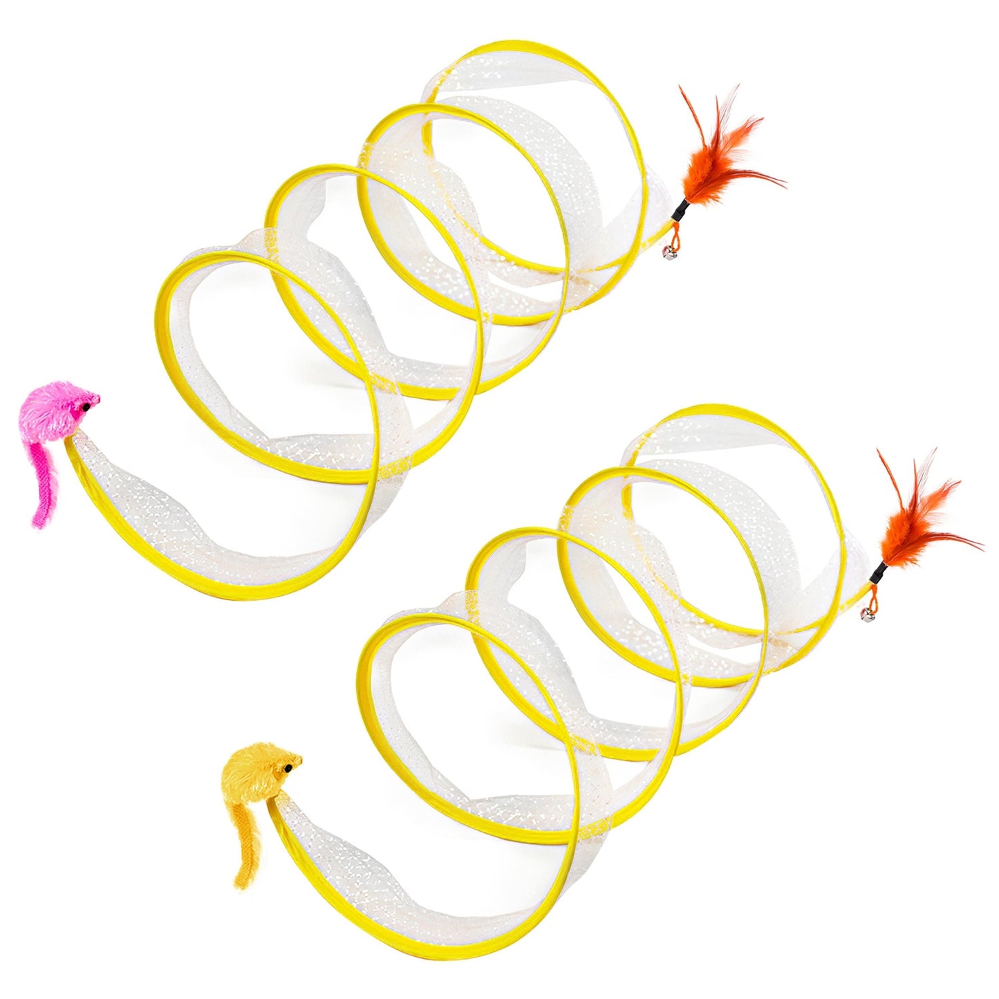 Foldable Cat Tunnel with a Bell and Feather Toy