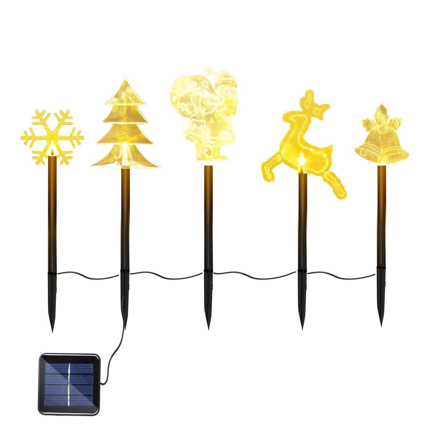 5Pcs Christmas Solar Stake Lights and Decor