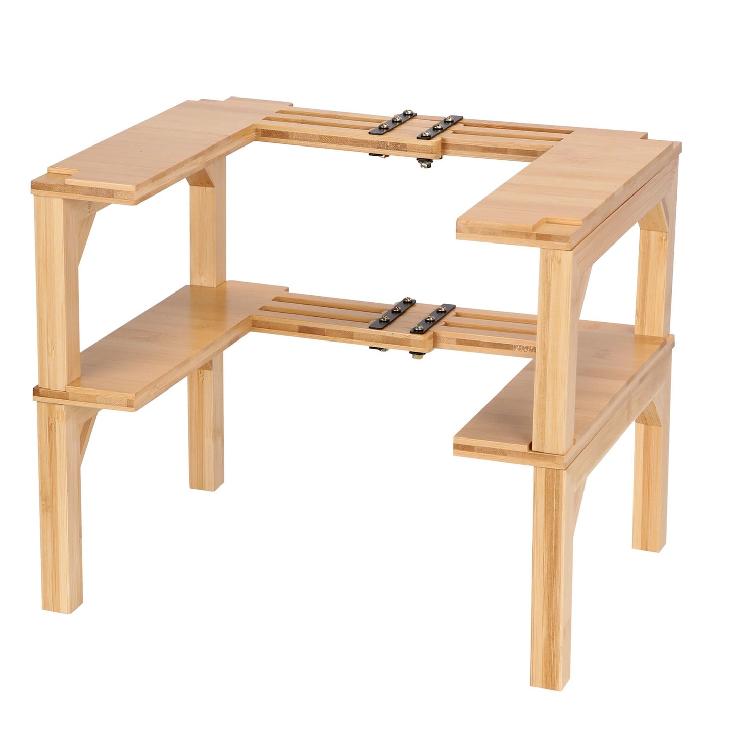 Stackable Two Tier Bamboo Rack and Organizer