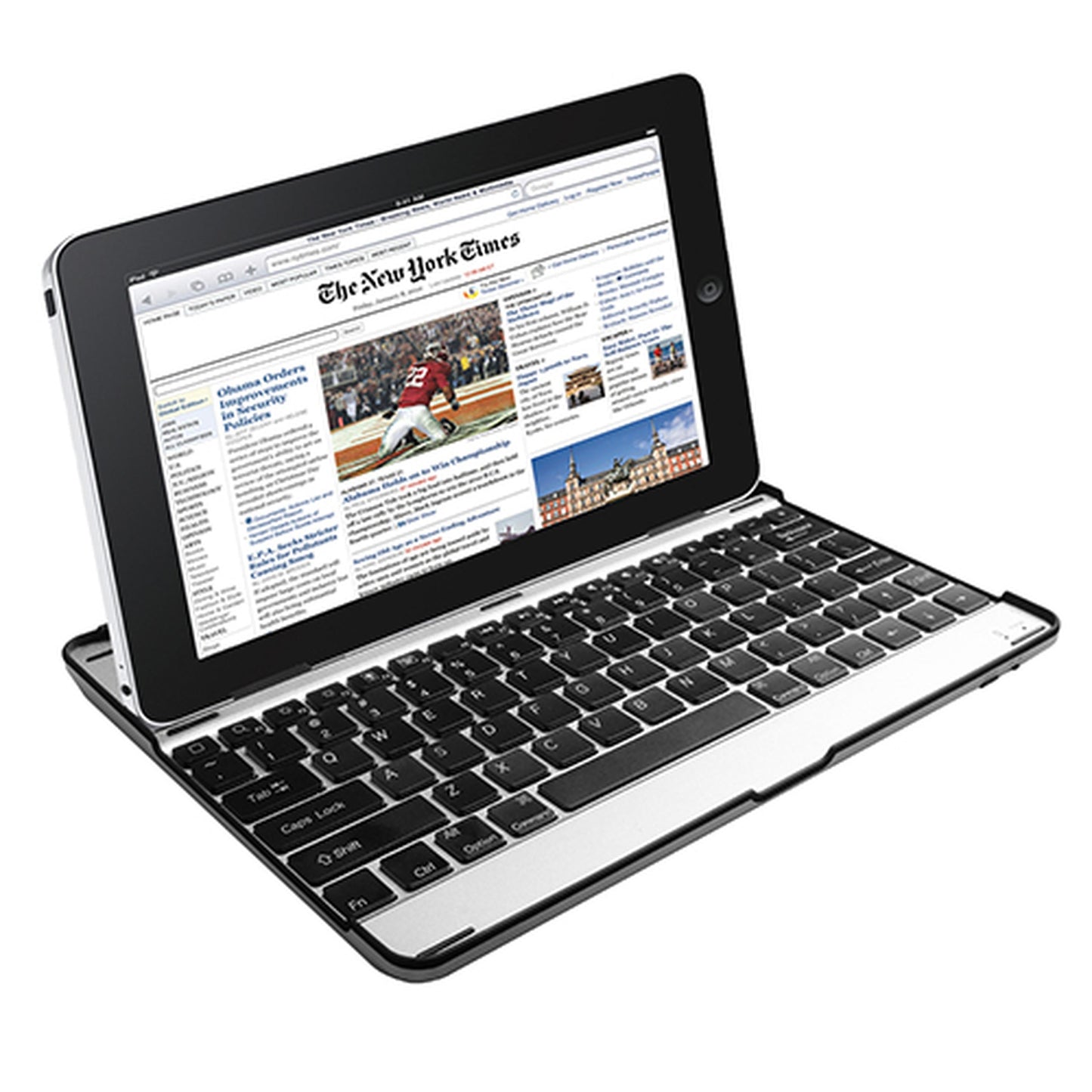 Wireless keyboard with aluminum alloy cover in silver and black, Best Product Finds accessory on Tampa Home & Garden Store