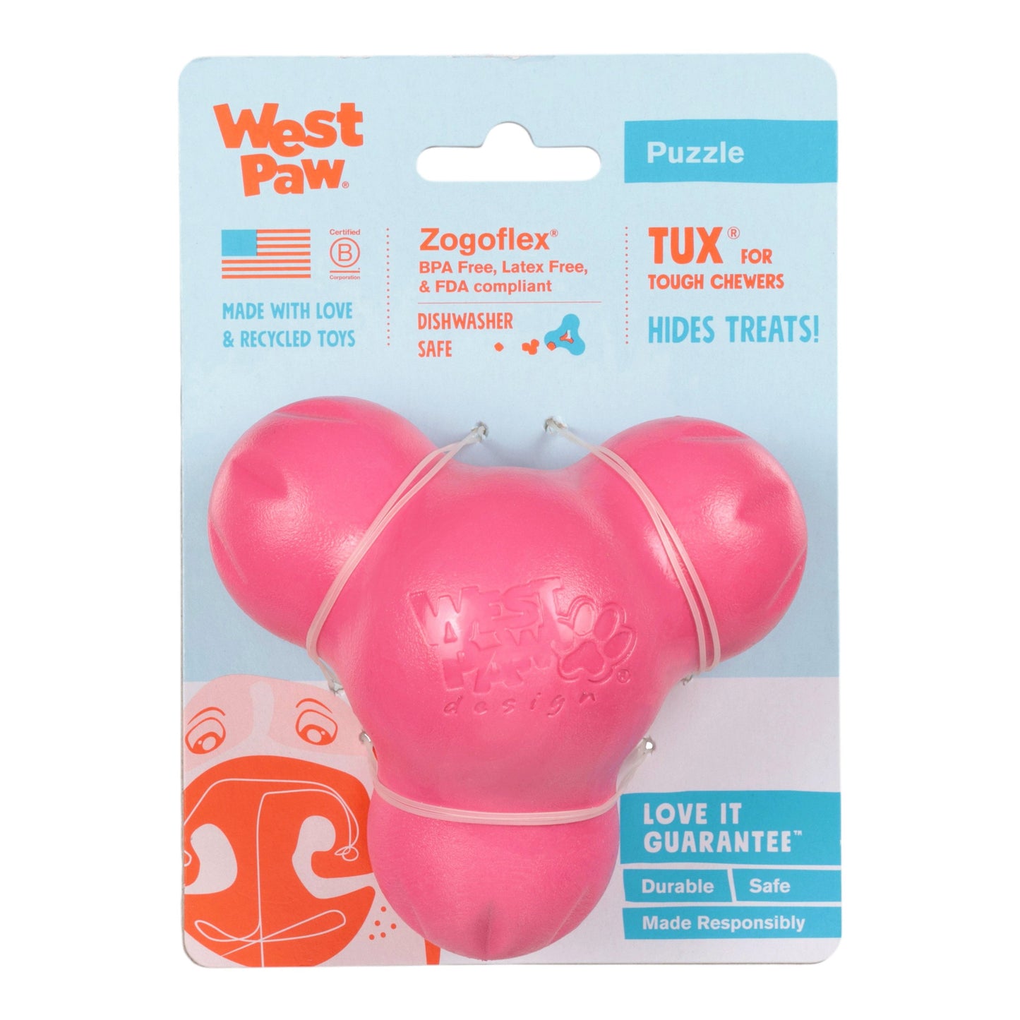 Durable Tux Geranium Treat Toy for Tough Chewers