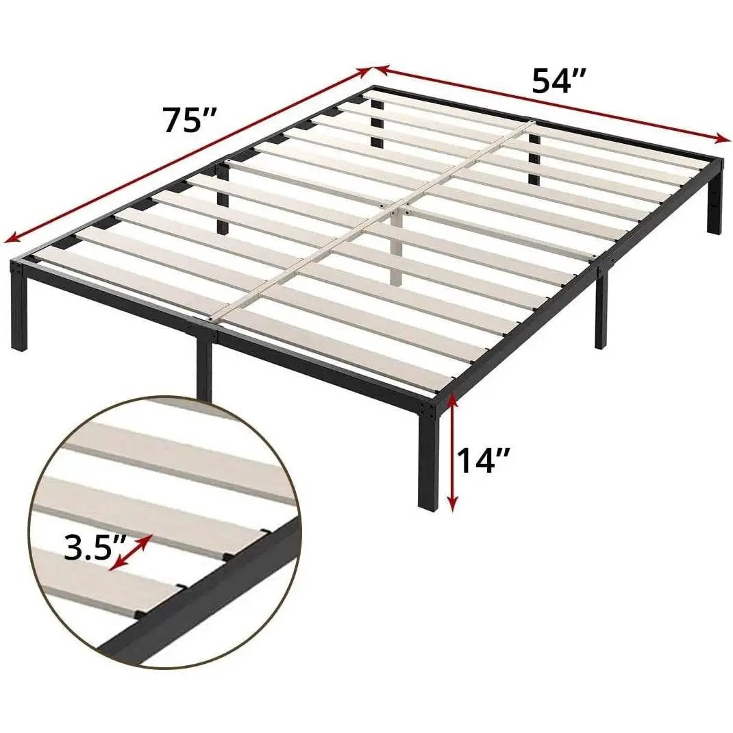 Full Heavy Duty Metal Platform Bed Frame with Wood Slats 3,500 lbs Weight Limit - Tampa Home & Garden Store