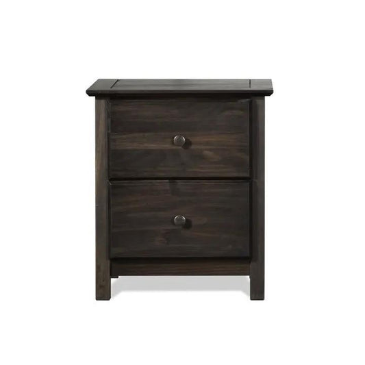 Farmhouse Pine Wood 2 Drawer Nightstand Espresso by HomePacific with round knobs on Tampa Home & Garden Store
