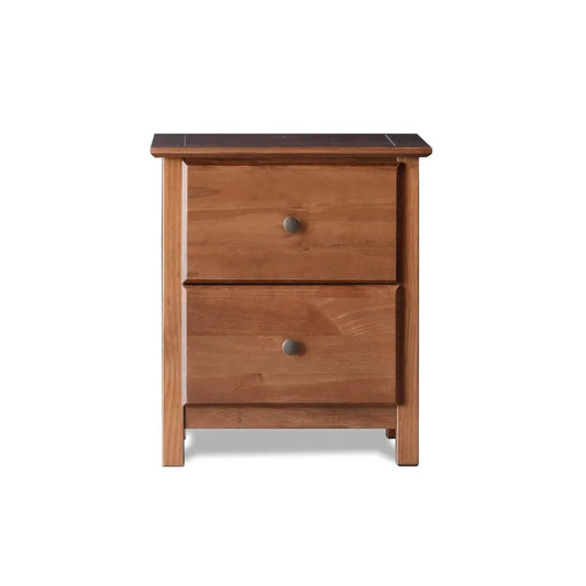 Farmhouse Pine Wood Nightstand with 2 drawers, walnut finish, by HomePacific on Tampa Home & Garden Store
