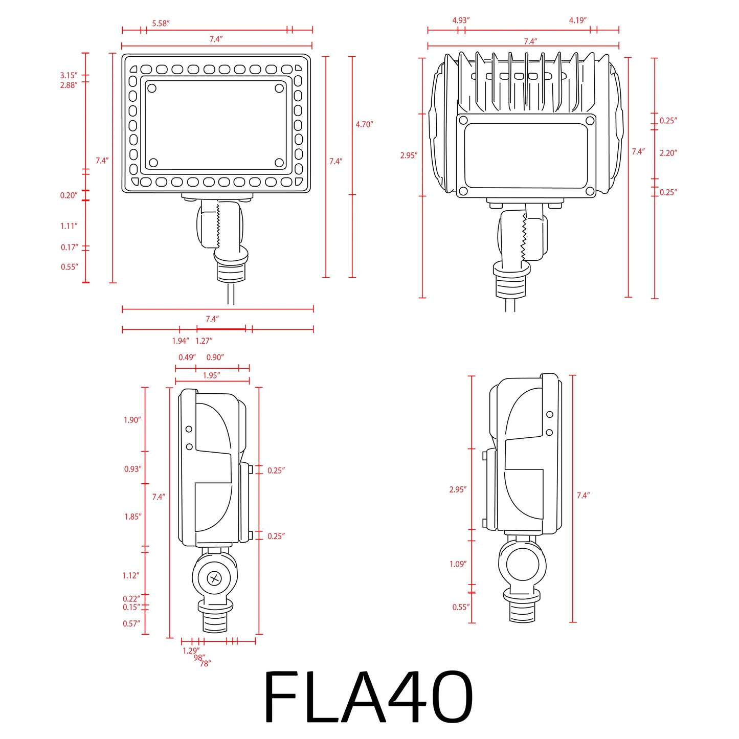 FLA40 Aluminum 40W Outdoor LED Low Voltage Landscape Lighting Flood Light