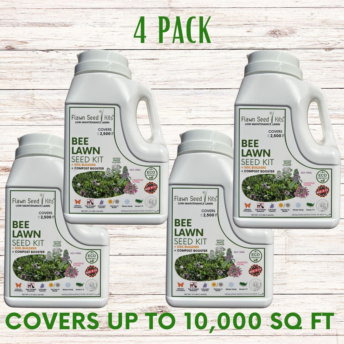 Bee Lawn Seed Kit 4-pack by Flawn Seed Kits; covers up to 10,000 sq ft on Tampa Home & Garden Store