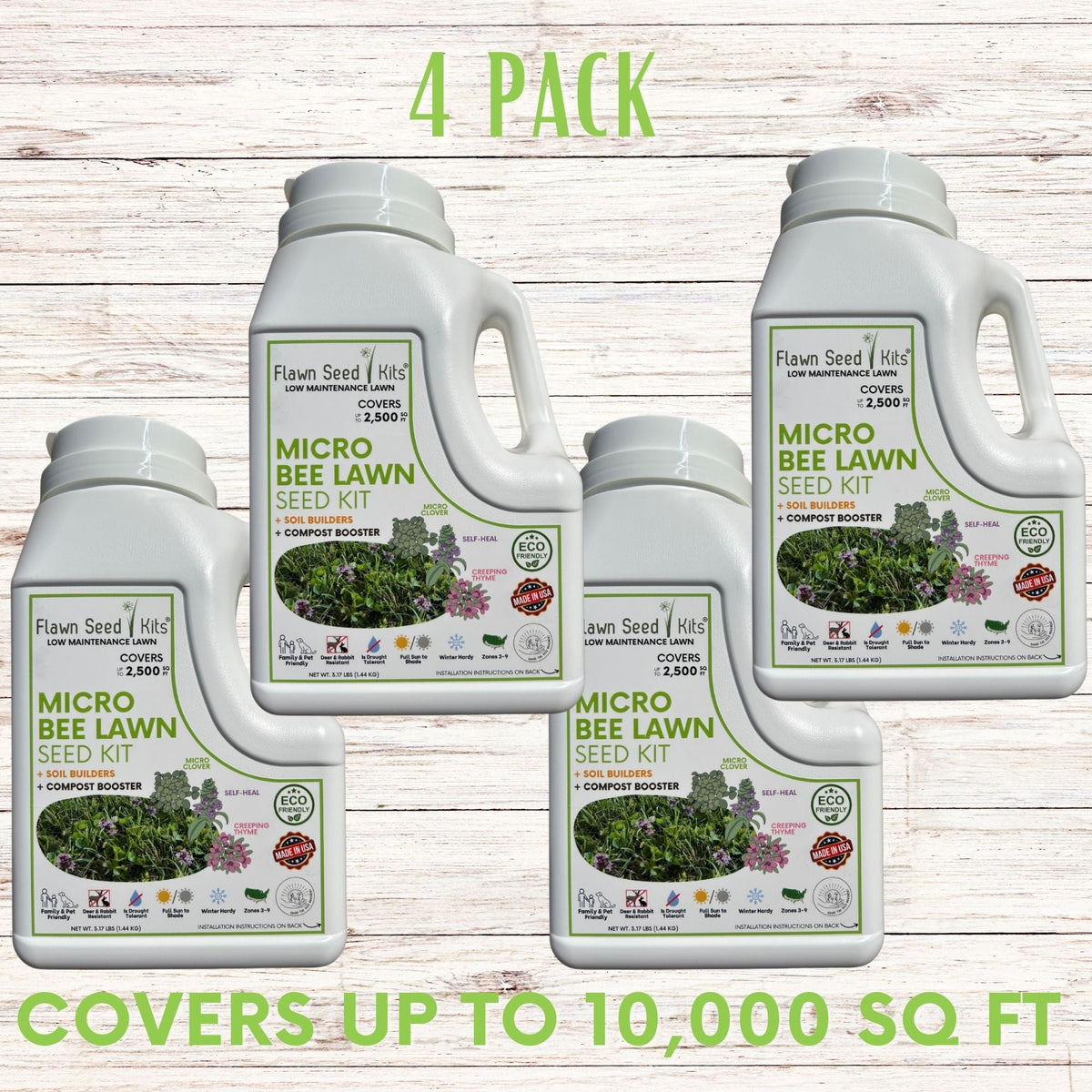 4-pack Flawn Seed Kits Micro Bee Lawn Seed Kit with soil builders, covers up to 2,500 sq ft on Tampa Home & Garden Store