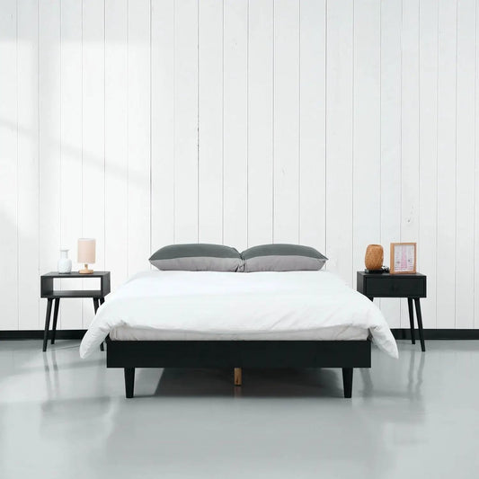 Full-Size Mid-Century Modern Platform Bed Frame in black wood finish by HomePacific on Tampa Home & Garden Store