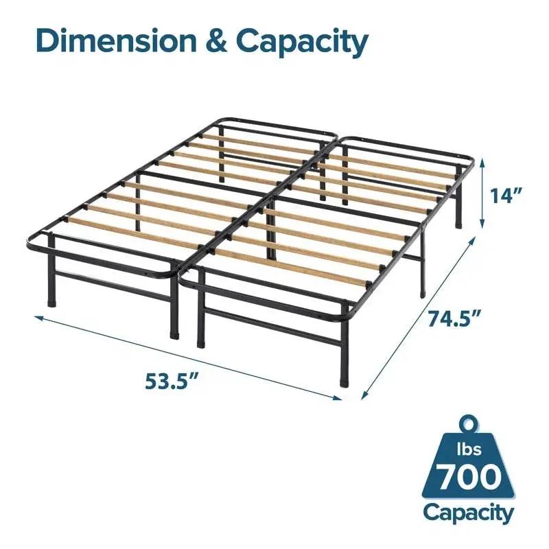 Full size Metal Bed Frame with Bamboo Wood Slats - Tampa Home & Garden Store