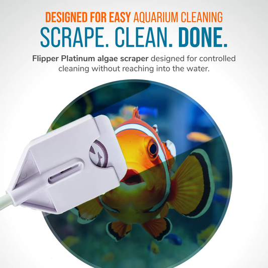 Flipper Platinum Nano Aquarium Scraper 12 Inch handheld algae scraper white handle orange blade on Tampa Home & Garden Store