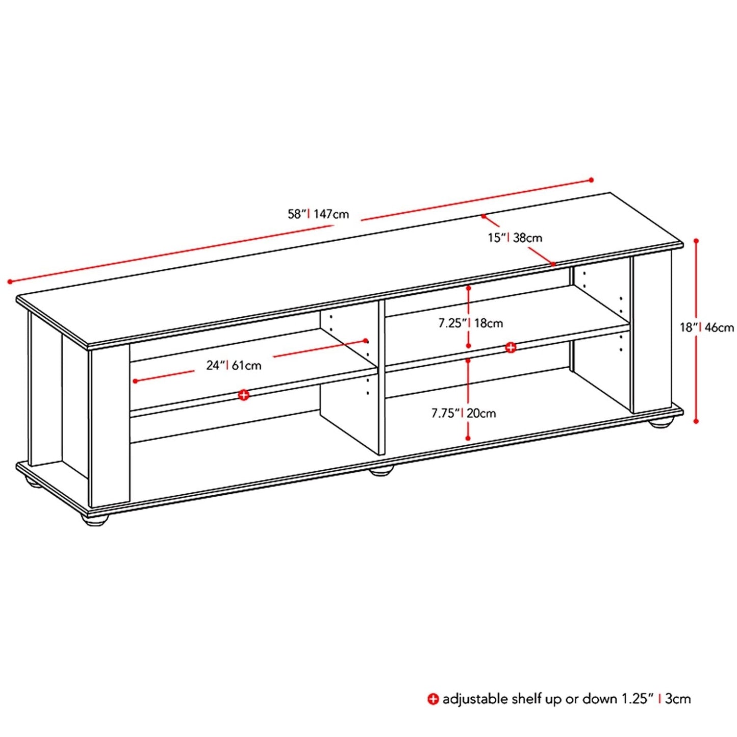 Mueble moderno para TV negro - Capacidad para televisores de hasta 68 pulgadas