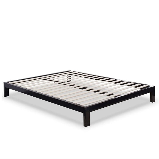 Full size black metal platform bed frame with wooden slats on Tampa Home & Garden Store
