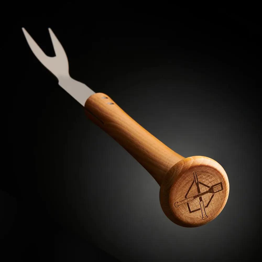 Forkball Fork Bat Handle Grill Tool with wooden handle and stainless steel two-prong fork on Tampa Home & Garden Store