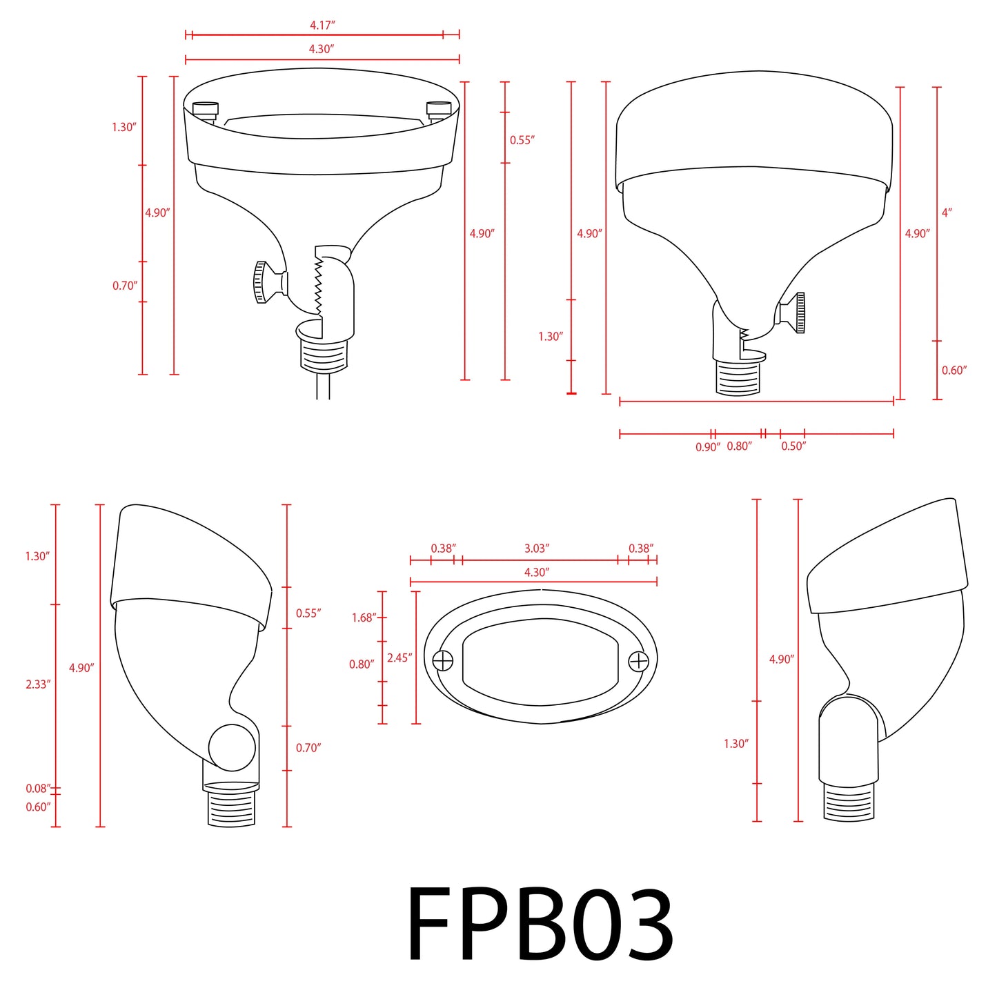 FPB03 Brass Oval LED Directional Flood Light Adjustable Lighting