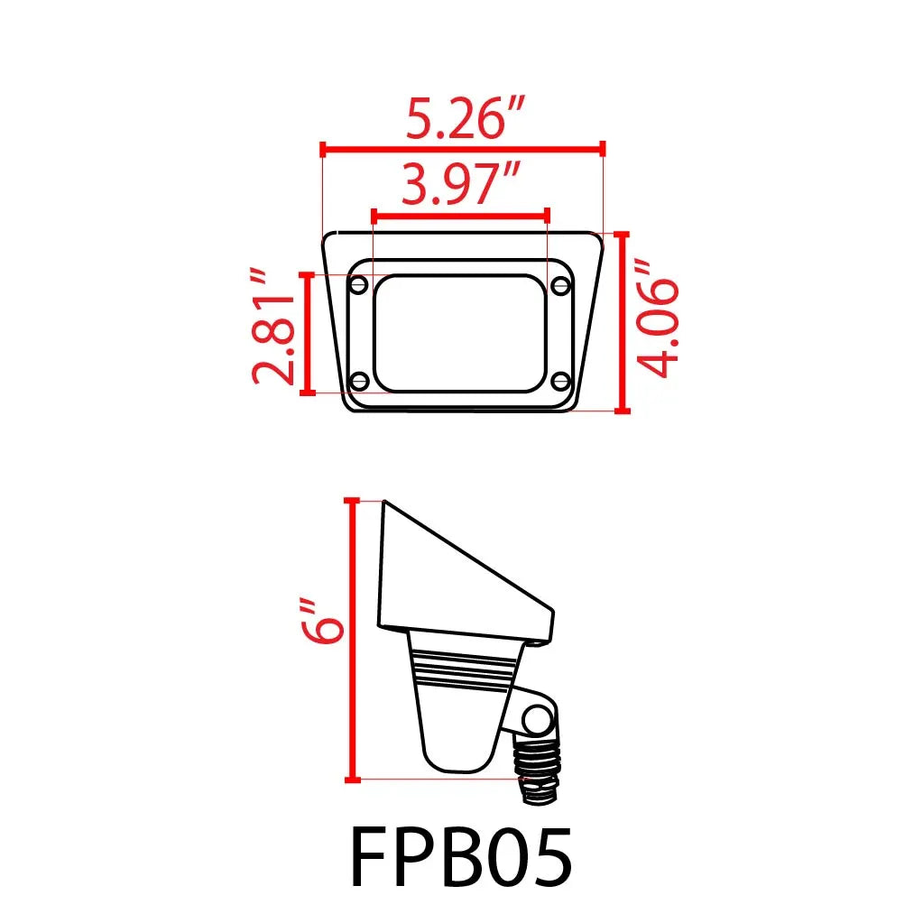 FPB05 Cast Brass Rectangular LED Directional Flood Light Adjustable Landscape Lighting