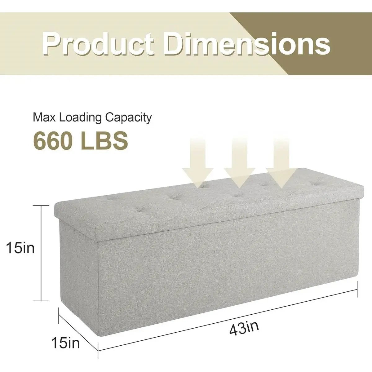 Light Grey Linen Upholstered Bedroom Living Room Entryway Storage Bench Ottoman - Tampa Home & Garden Store