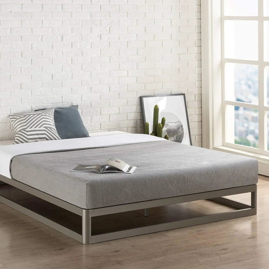 Full-size modern heavy-duty low-profile silver metal platform bed frame by HomePacific on Tampa Home & Garden Store