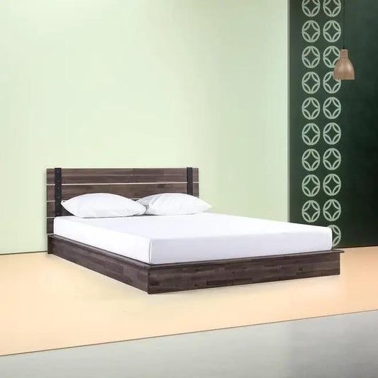 Full-size farmhouse wood low-profile platform bed in dark brown by HomePacific on Tampa Home & Garden Store
